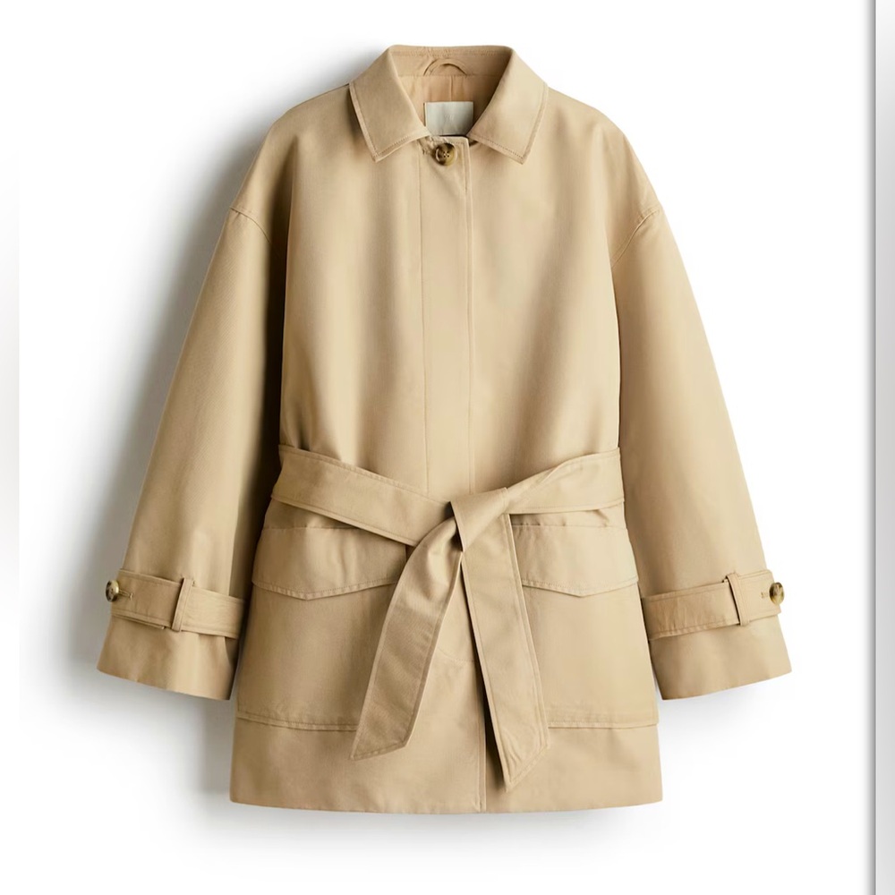 NWT H&M Tie Belt Twill Jacket Size L